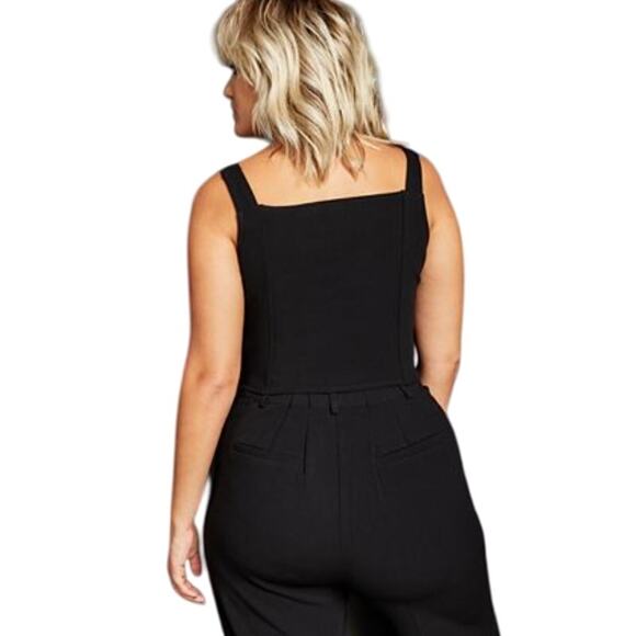 ROYALTY BY MALUMA Women's Corset Crop Top Black Size 14 Square Neck Tank NWT - Picture 3 of 11